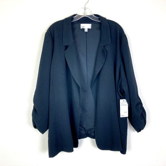 Nordstrom Jackets & Blazers - Nordstrom Rack Women's NWT Open Front Blazer Size 3X Black Ruched Sleeve Office